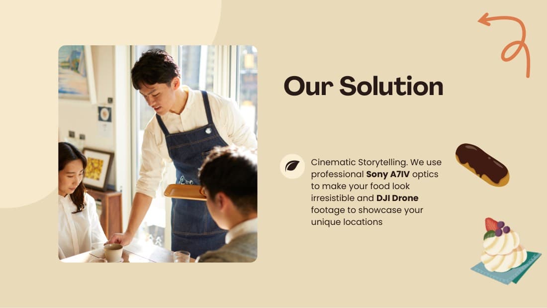 Proposal page outlining the cinematic solution